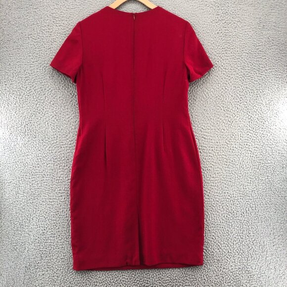 Talbots Dress Womens 6 Petite Red Wool Sheath Crepe Mini Short Sleeve Vintage - Picture 4 of 13
